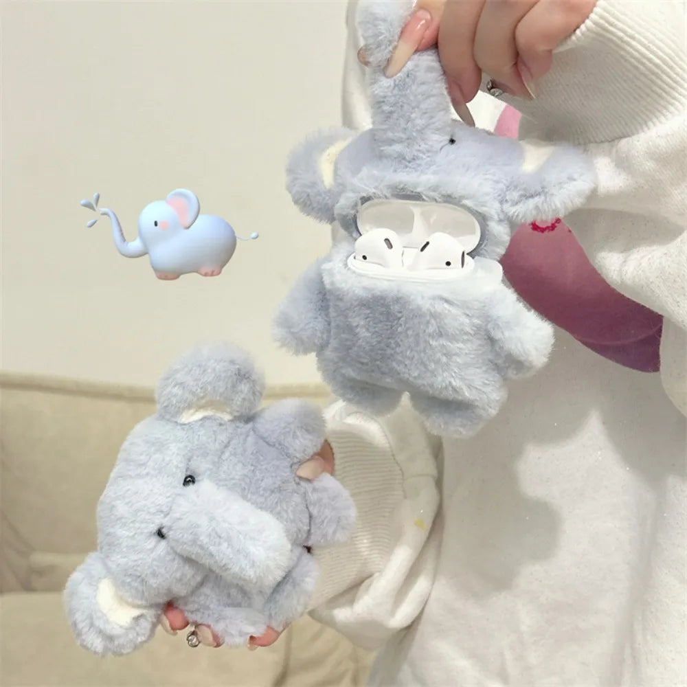 Plush Elephant AirPods Case | Fits AirPods 1 2 3 4 Pro & Pro 2 Earphone Case Cover HIP