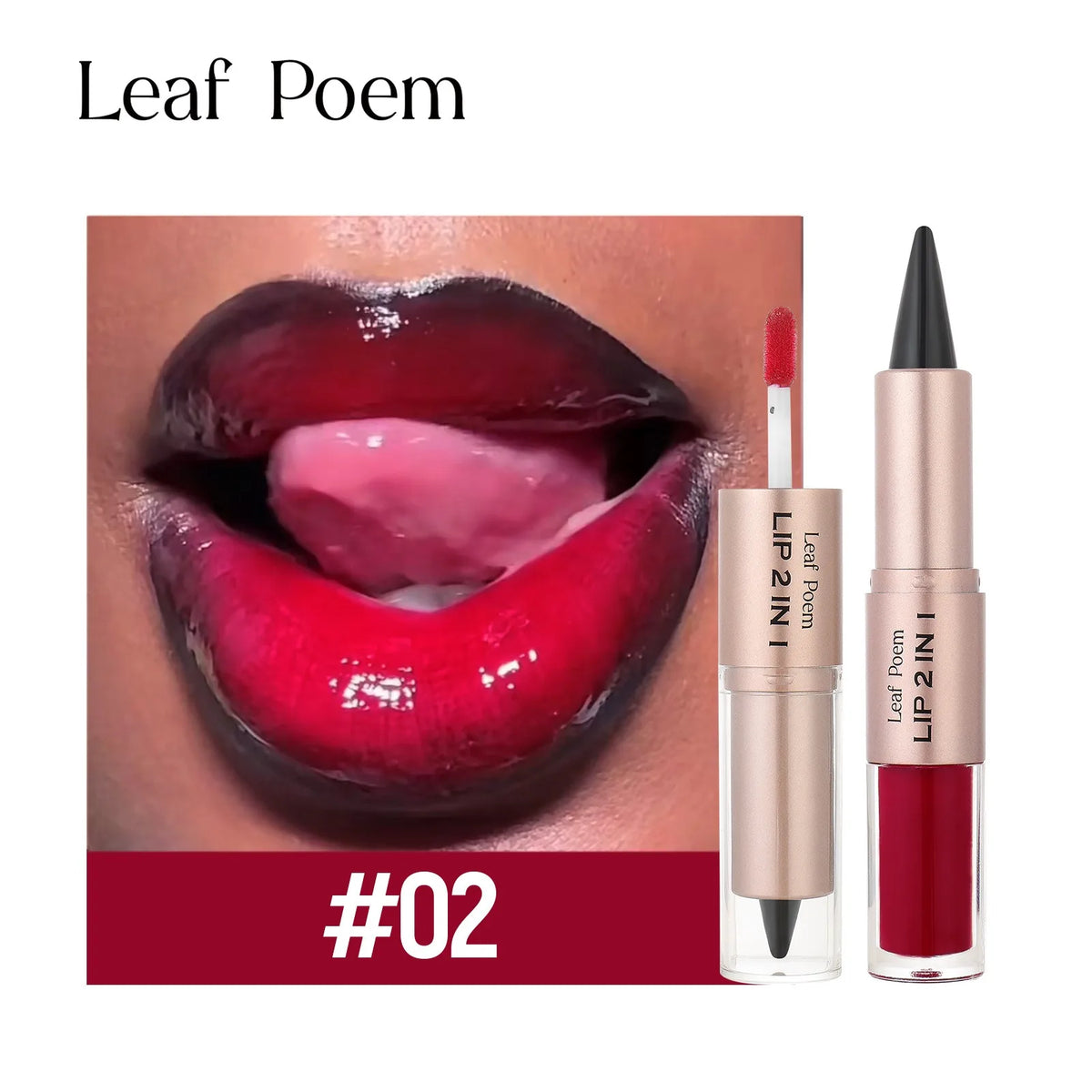 2IN1 Tapered Gradient Lipliner Pen Nude Brown Mirror Glass Lip Gloss Matte Lip Liner Waterproof Lip Contour Non Stick Makeup HIP 02