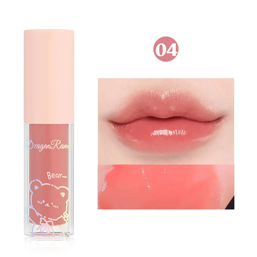 Water Light Glass Lip Glaze Hydrating Mirror Lips Oil Nourishing Moisturizing Pearlescent Glitter Cute Tootsie Mini Lip Gloss HIP 04