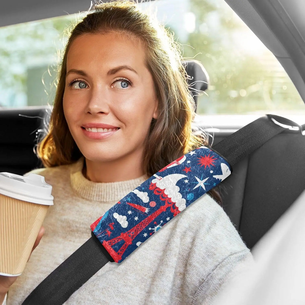 4th of July Seat Belt Cover Pads – Red & White 2-Pack Seat Belt Cover HIP