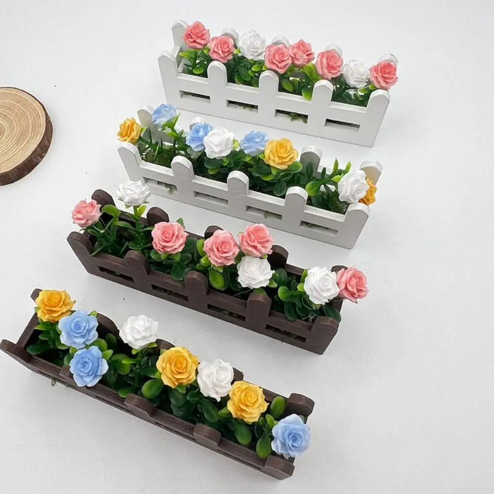 1:12 Dollhouse Miniature Rose Flower Fence Decor – 5 Colors Dollhouse Miniature Decor HIP