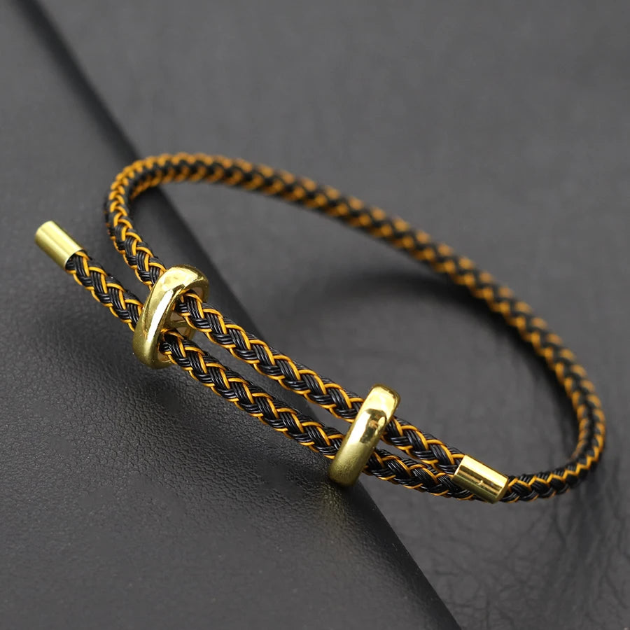 Adjustable Simple Stainless Steel Wire Charm Bracelet Unisex Sliding Knot Good Luck Red Rope Braslet Outdoor Cycling Accessories HIP goldcolorblack