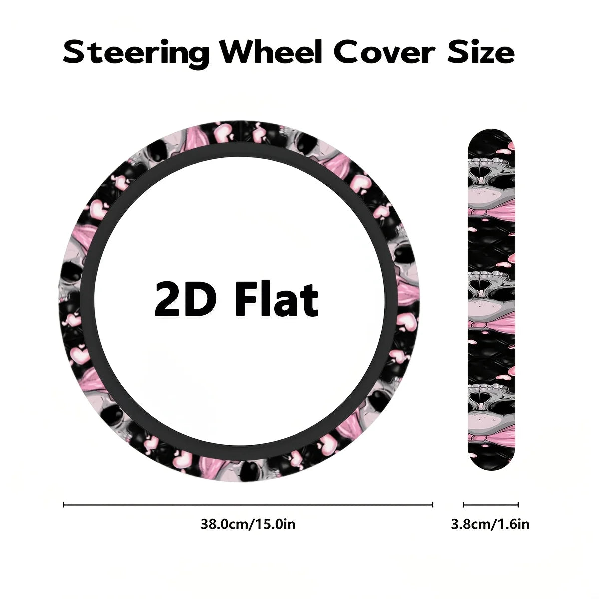 Gothic Skull & Pink Bow Steering Wheel Cover – Universal Fit Steering Wheel Cover HIP