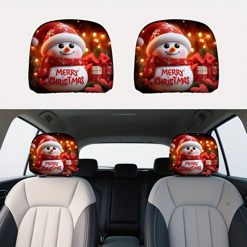 Set of 2 Christmas Car Headrest Covers – Festive Gift Car Headrest Covers HIP