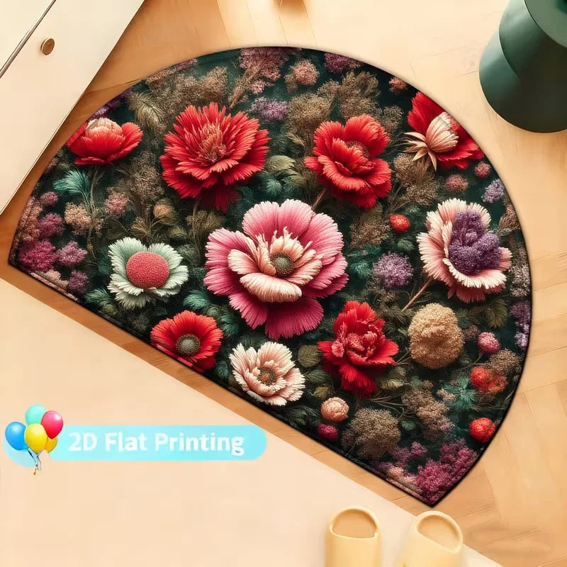 Flower Semi-Circle Door Mat – Anti-Slip Entrance Rug Entrance Door Mat HIP 5 60x90cm-Felt