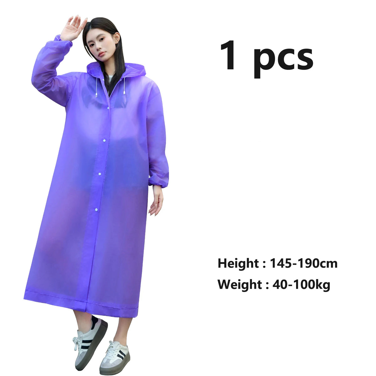 EVA Waterproof Rain Poncho – Unisex Clear Hoodie Raincoat Rain Poncho HIP C258-purple 1pcs