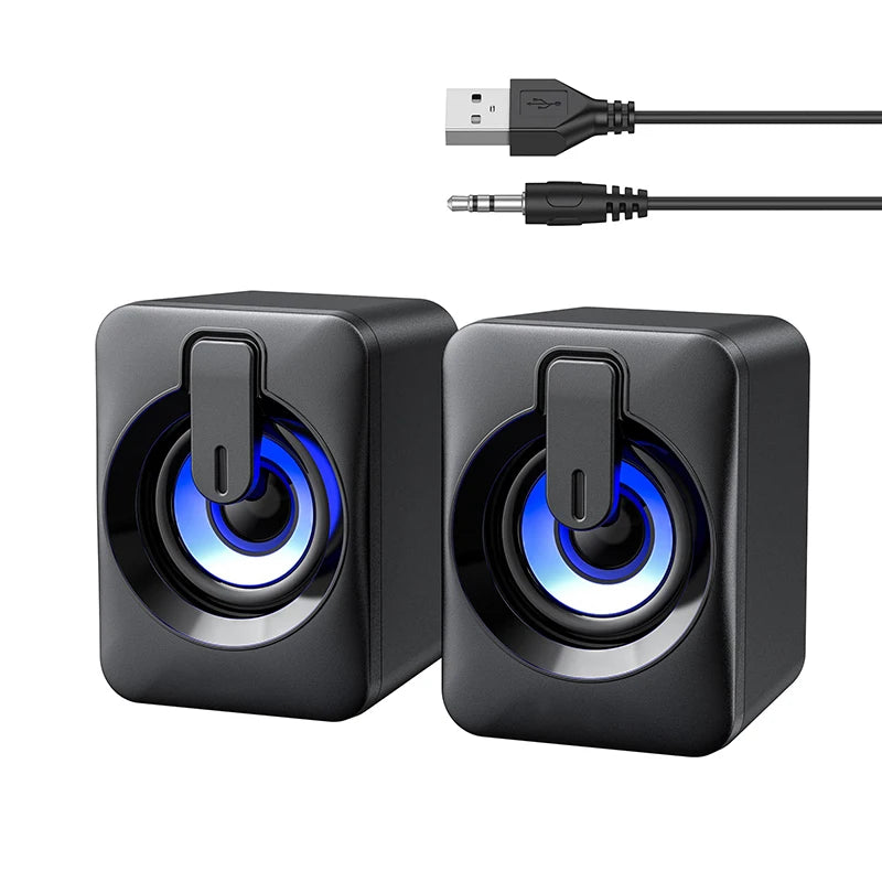 SEamopar HiFi Stereo USB Computer Speakers with LED Light USB Computer Speakers HIP