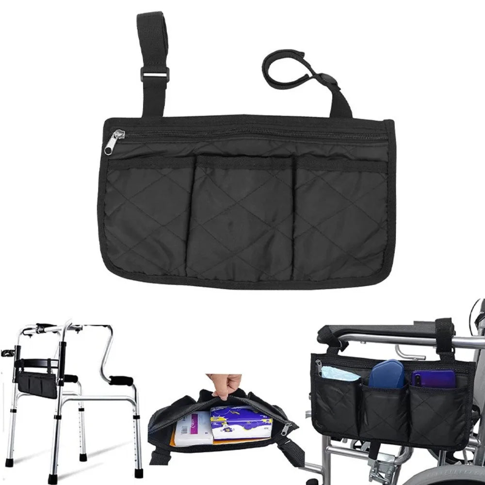 Wheelchair Armrest Hanging Bag – Multi-Pocket Waterproof Wheelchair Organizer Bag HIP