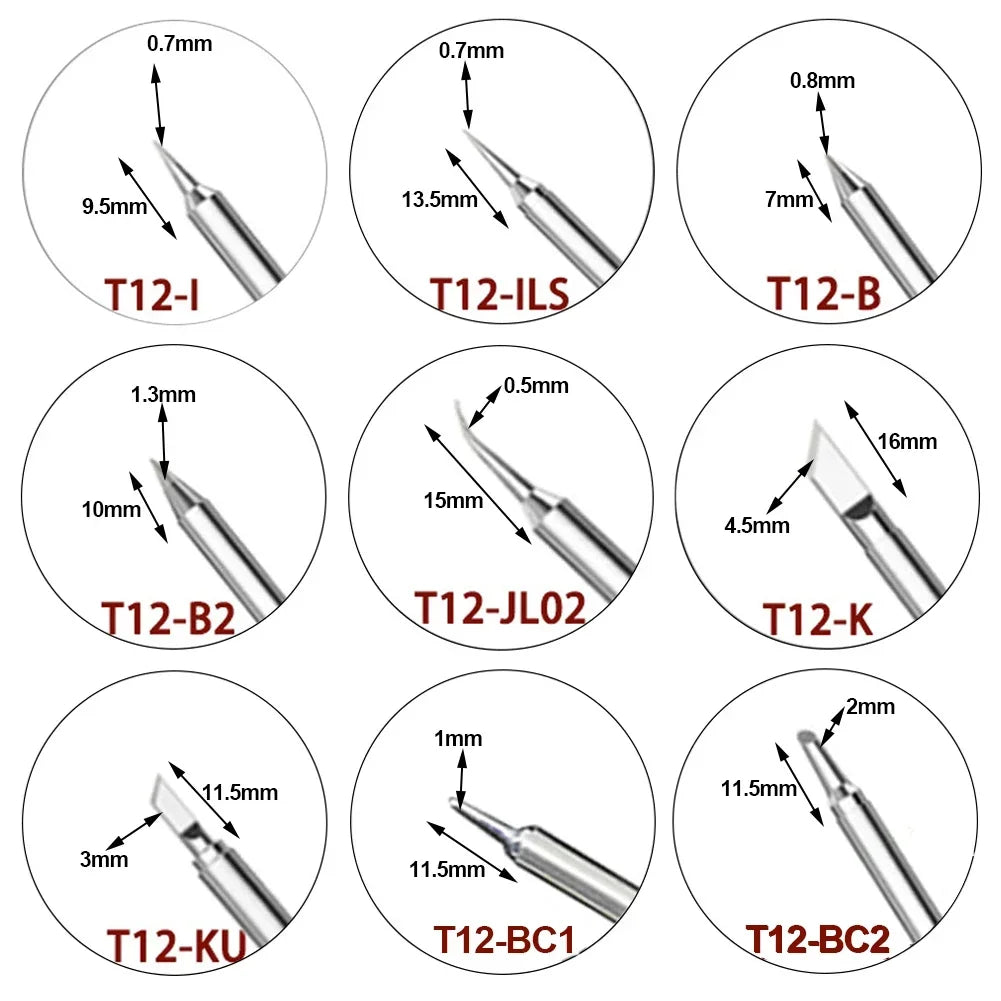 T12 Soldering Solder Iron Tips T12 Series Iron Tip For Hakko FX951 STC AND STM32 OLED Soldering Station Electric Soldering Iron HIP
