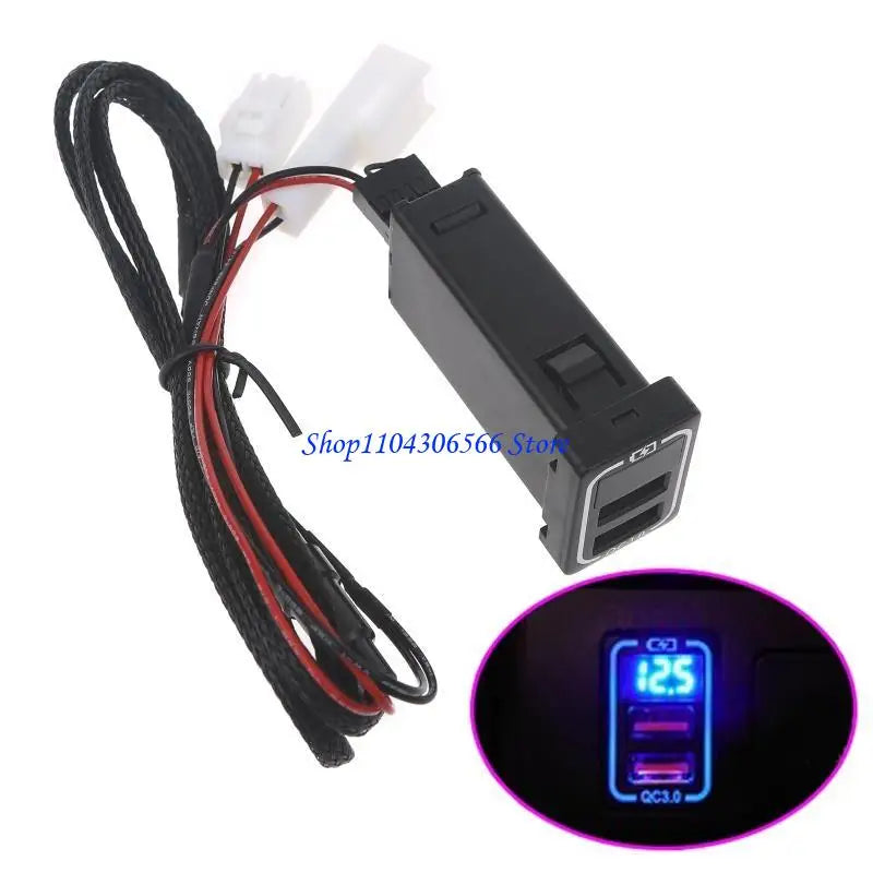 Dual USB Car Charger with LED Voltmeter – 18W Fast Charge Dual USB Car Charger HIP