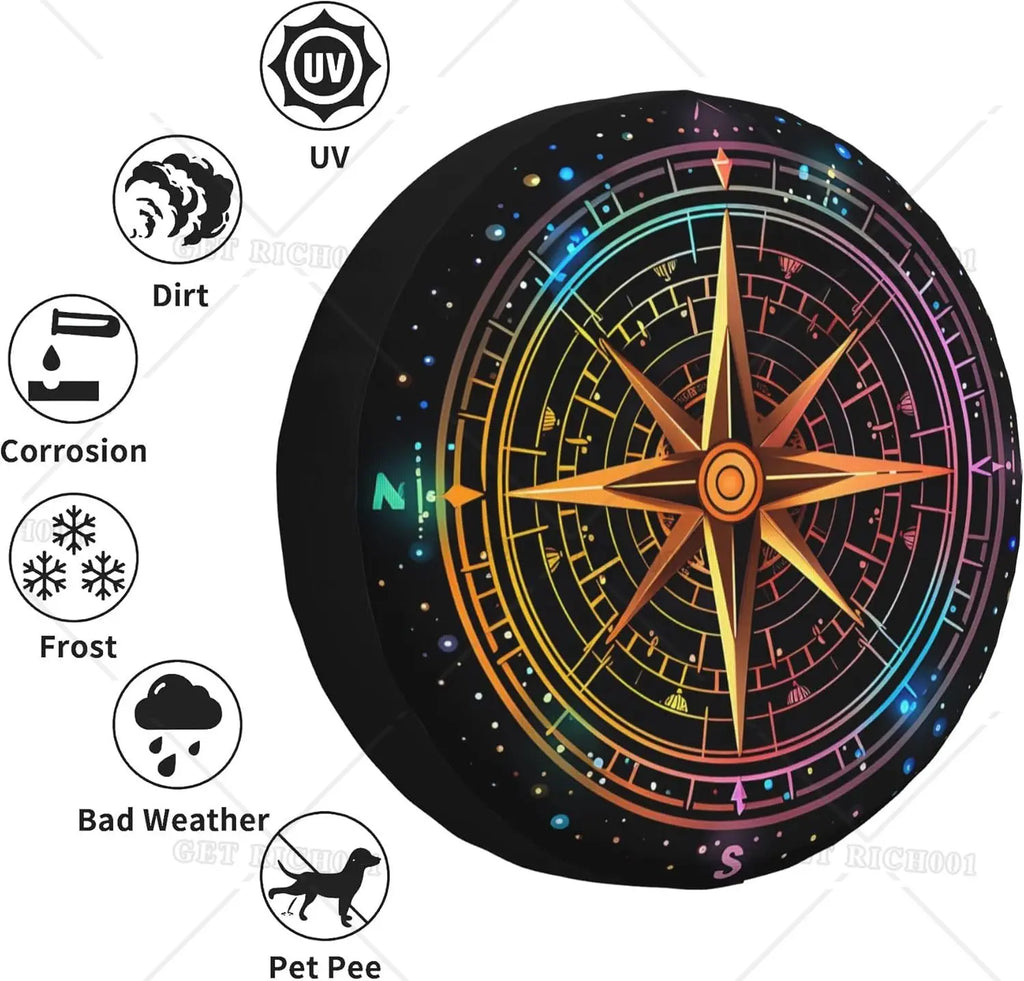 Adventure Compass Spare Tire Cover – UV & Weatherproof | RV SUV Spare Tire Cover HIP
