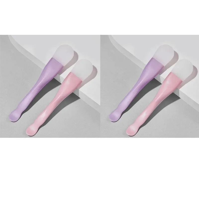 Dual-Ended Silicone Mask Brush & Spatula | Face Applicator Mask Applicator Brush HIP C696-2Pink 2Purple