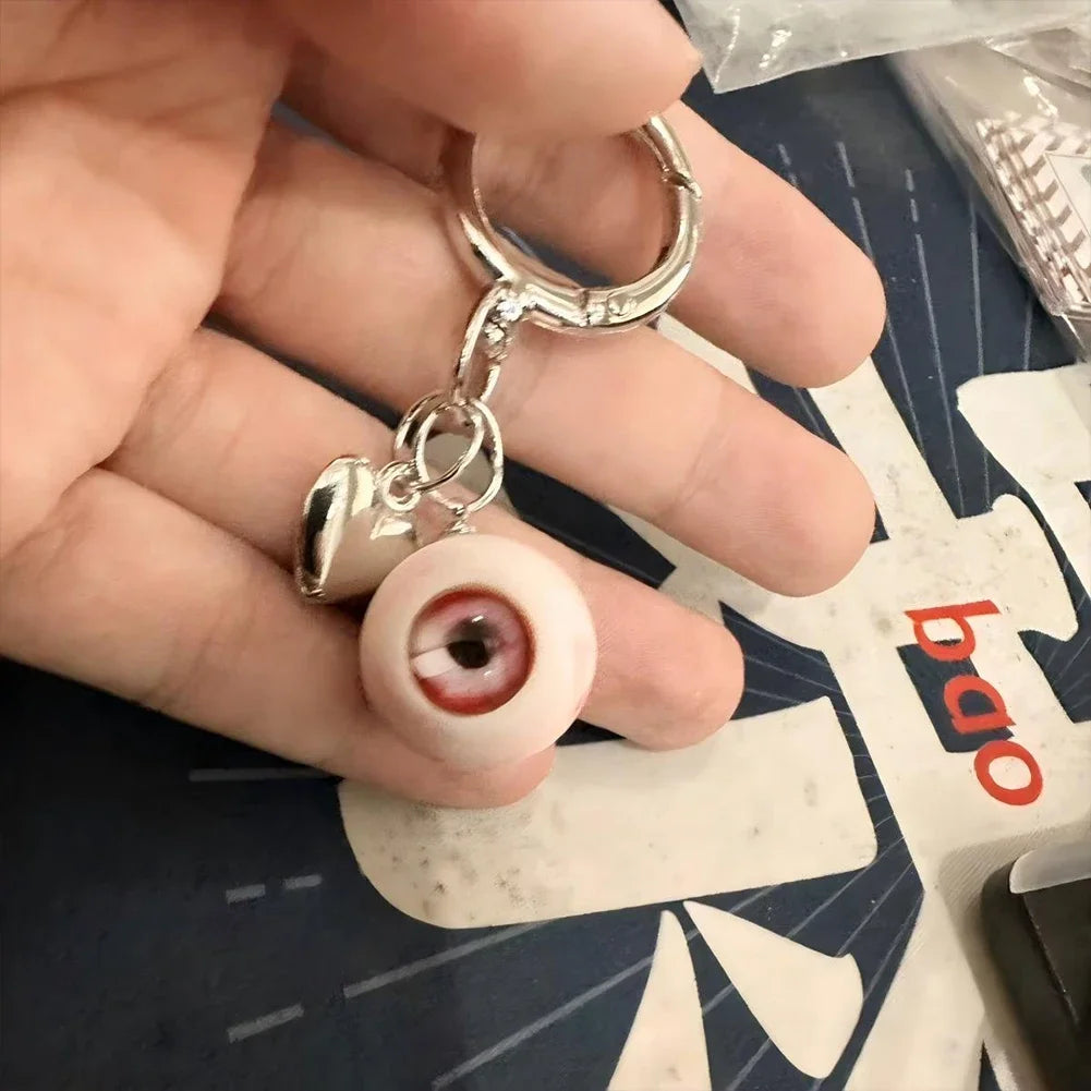 1Pc Funny Demon Eye Keychain Gothic Resin Material Goth Style Eyeball Charms Halloween Keychain Handmade Unique Cool Ornament HIP A