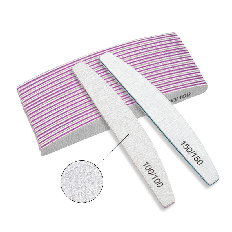 Professional Half Moon Nail Files 80–240 Grit | Manicure Set Nail File Set HIP
