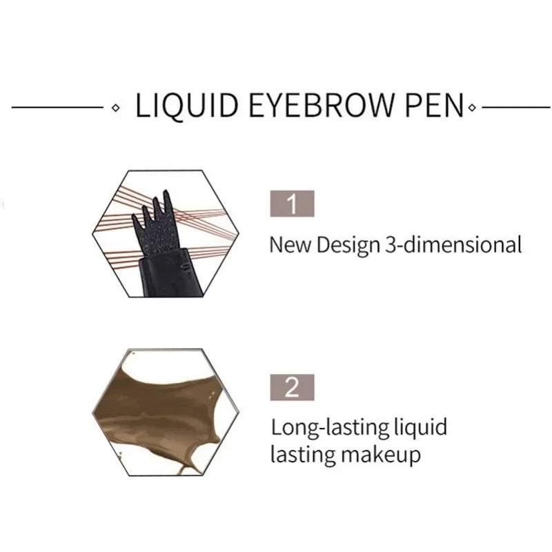 4D Microblading Eyebrow Pen – 4 Fork Tip, Waterproof | Handaiyan Liquid Eyebrow Pen HIP