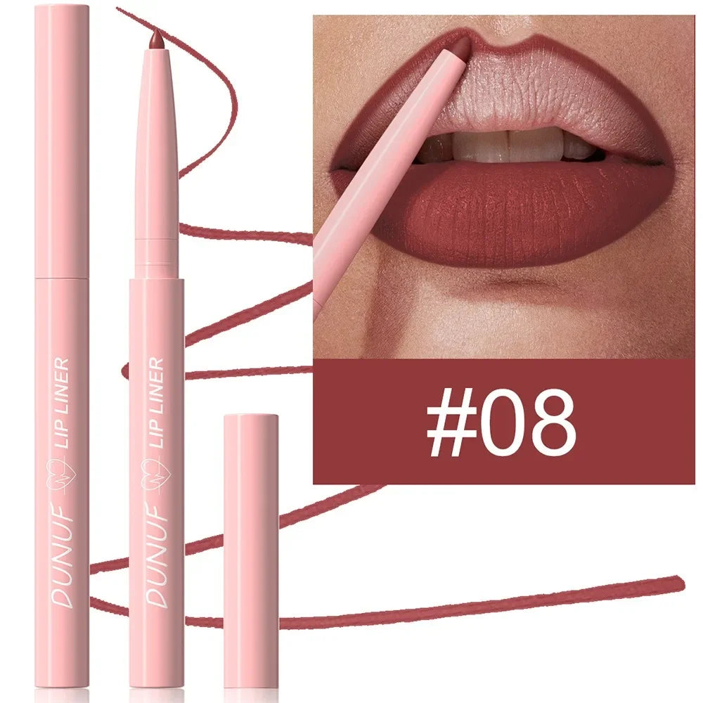 Tapered Nib Lip Liner Pencil Long-Lasting Matte Creamy Plumping Lip Stain Waterproof Natural Nude Brown Slim Lip Liner Makeup HIP 08