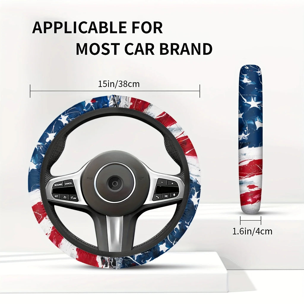 American Flag Steering Wheel Cover – Patriotic Watercolor Steering Wheel Cover HIP