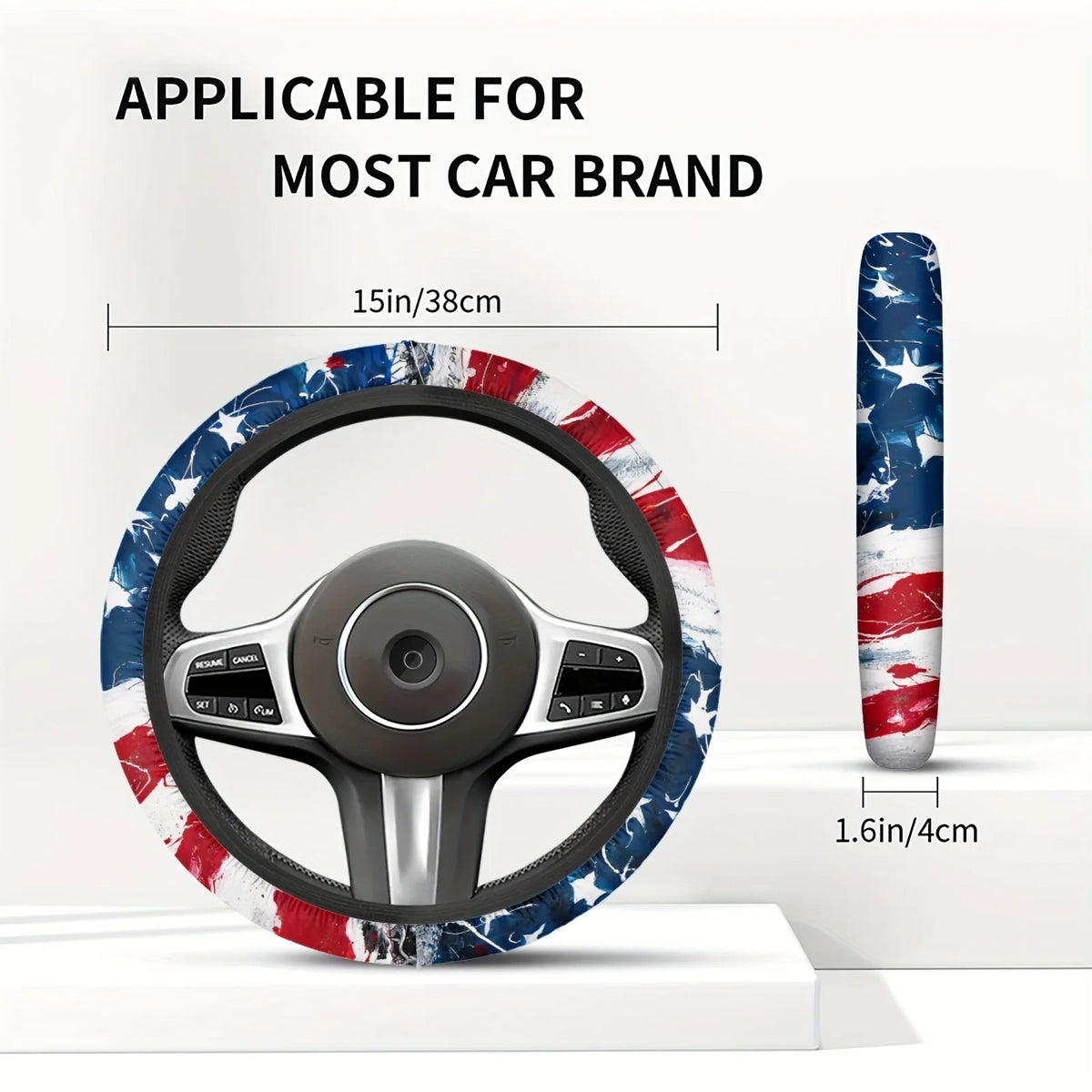 American Flag Steering Wheel Cover – Patriotic Watercolor Steering Wheel Cover HIP