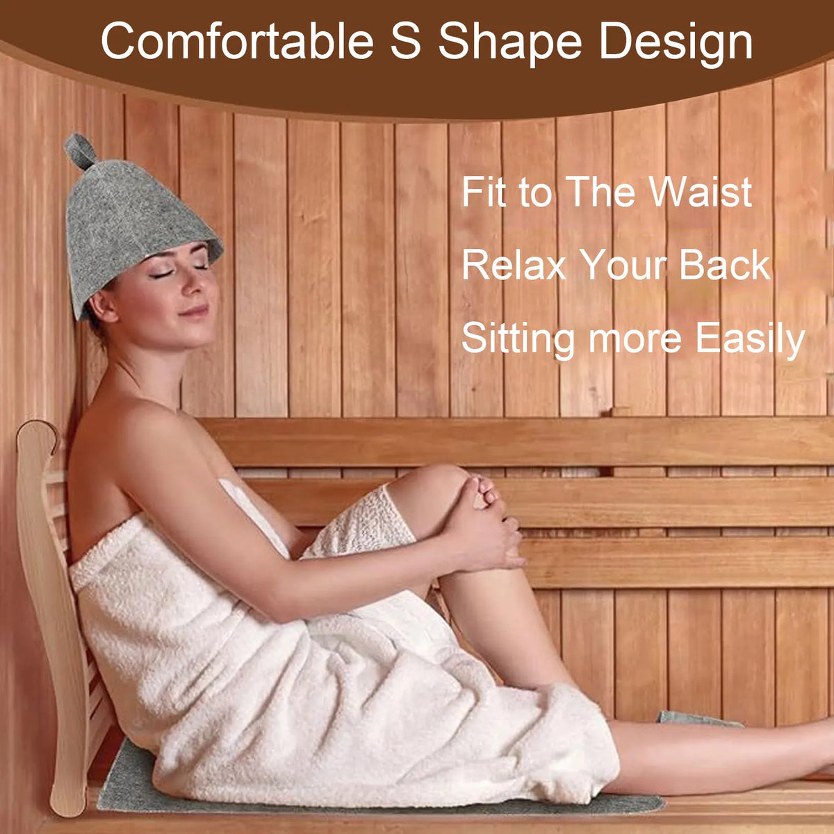 Sauna Accessories Sauna Backrest Wooden Anti Slip Comfortable S Shape Design Sauna Chair Back HIP