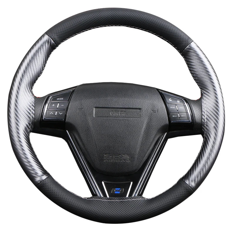 Carbon Fiber PU Leather Steering Wheel Cover 38cm – O SHI CAR Steering Wheel Cover HIP
