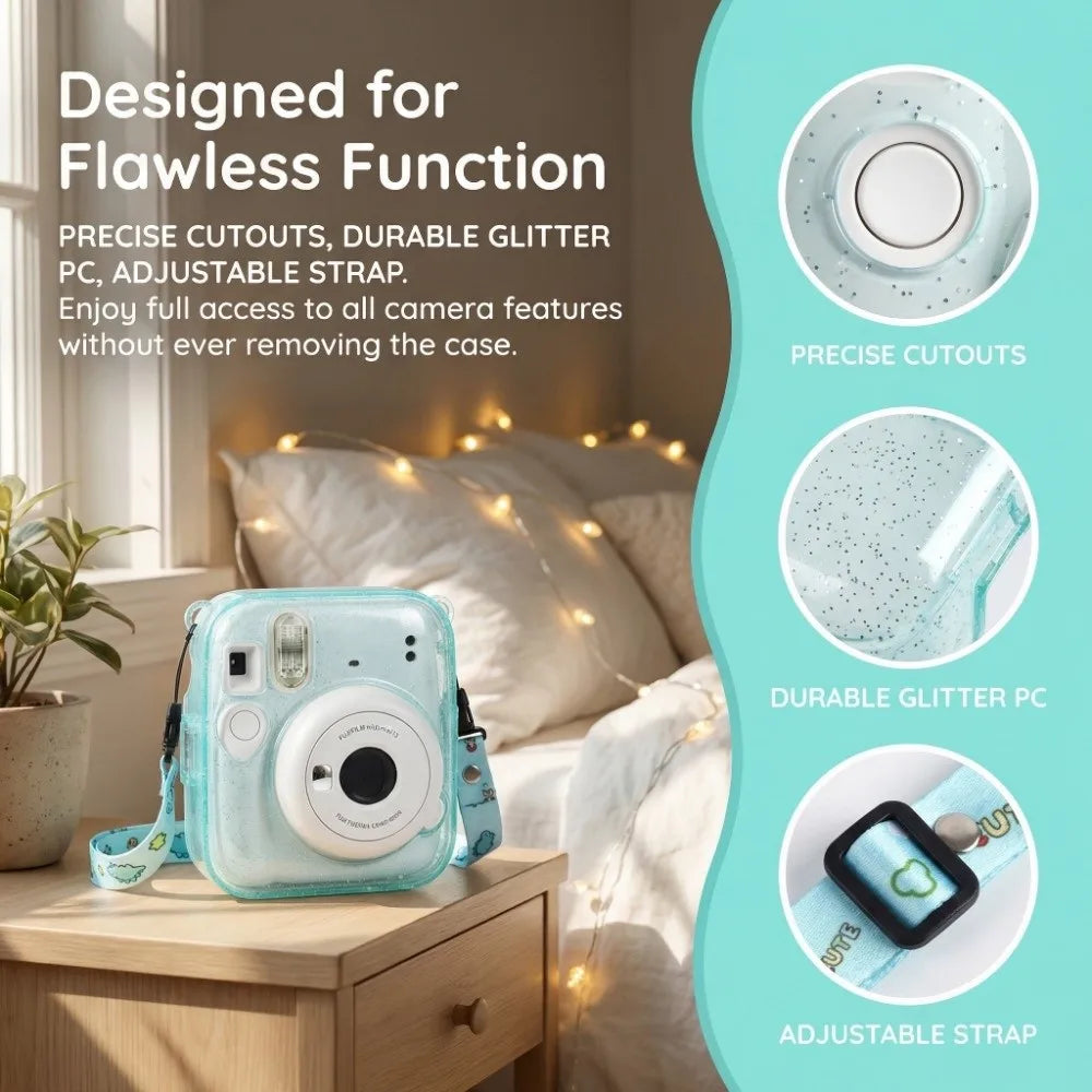 Glitter Instax Mini 13 Case 3-in-1 | Crystal Cover & Strap Camera Case HIP