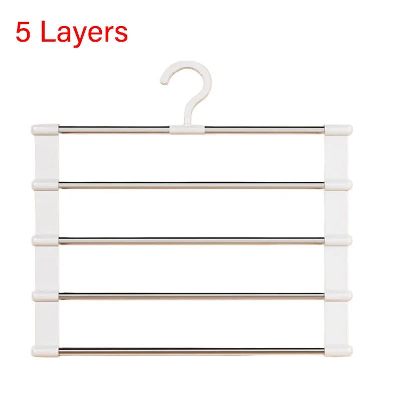5/7 Layer Stainless Steel Pants Hanger – Space-Saving Closet Rack Pants Hanger Rack HIP 5 Layers M