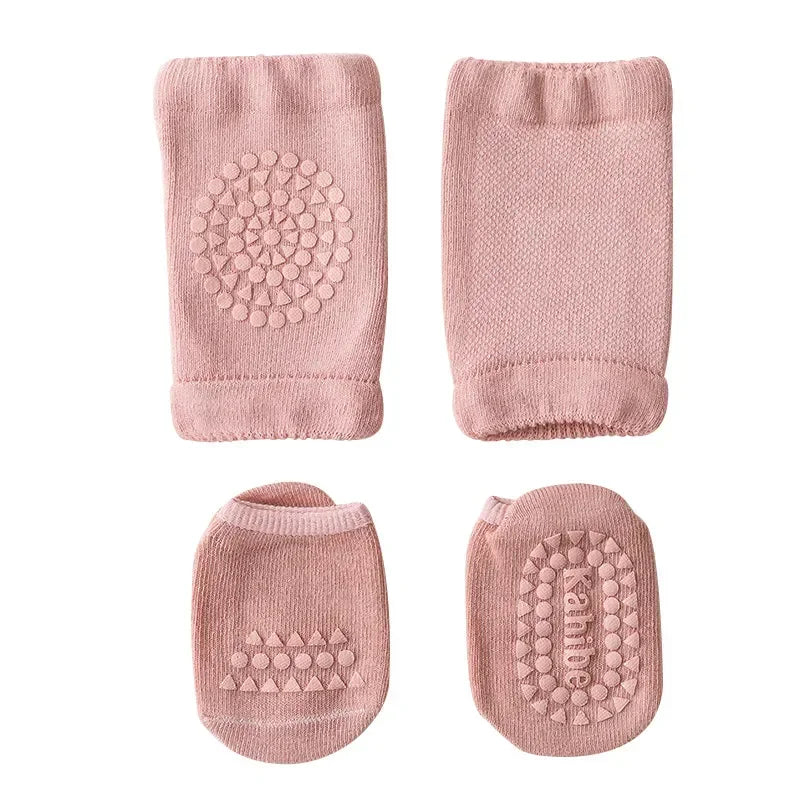 Baby Knee Pad Socks Set – Anti-Slip Crawling Protection Baby Knee Pad Socks HIP C17 Pink S(0-1Year)