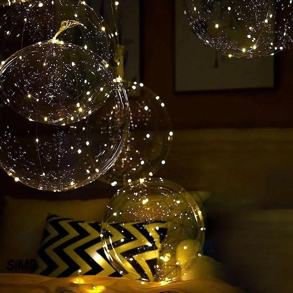 3sets Led Balloons Light Up Balloons Clear Bobo Balloons Luminous Bubble Balloon With Light String For Party Birthday New Year HIP