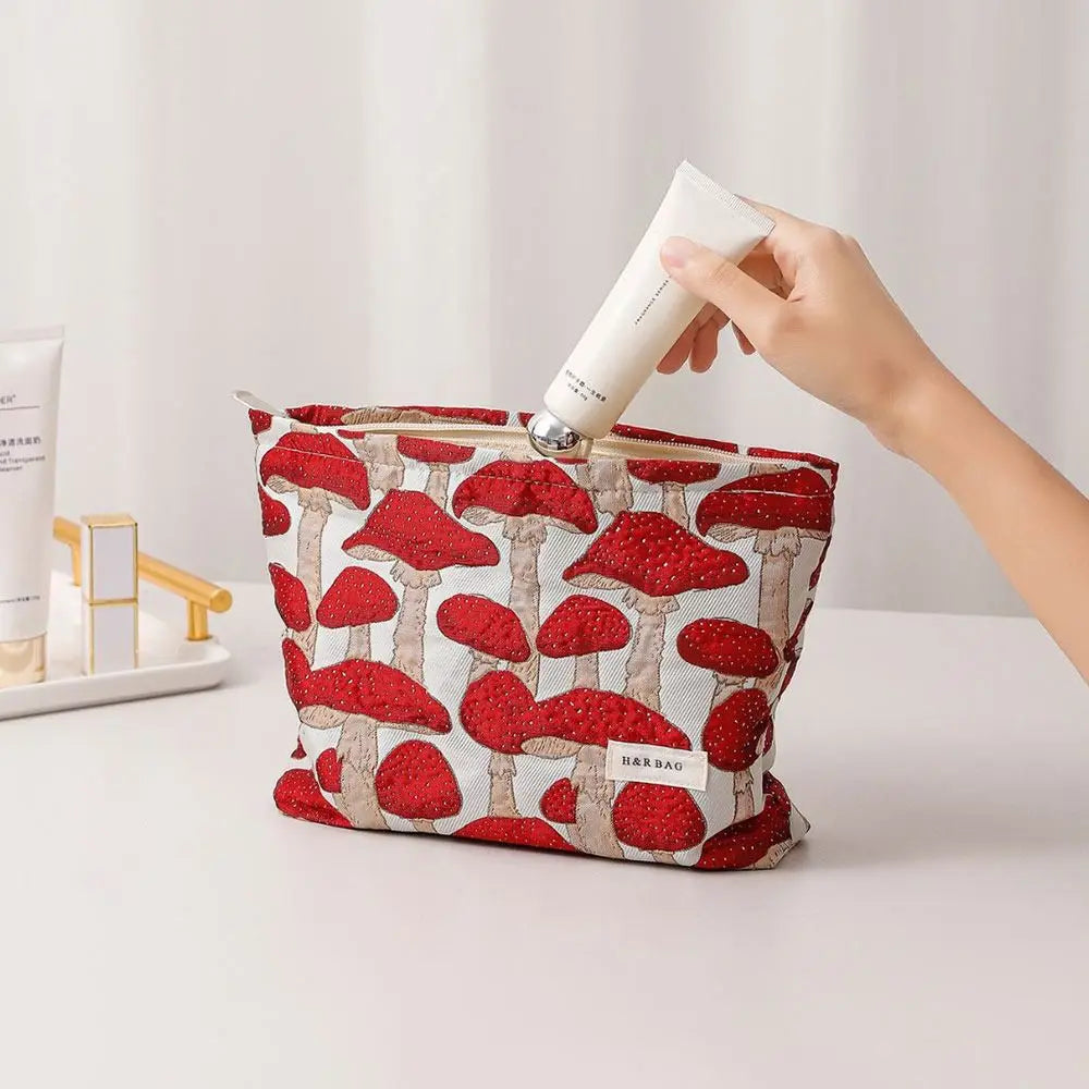 Canvas Makeup Bag Red Mushroom Print – M & L Sizes | HIP Cosmetic Makeup Bag HIP