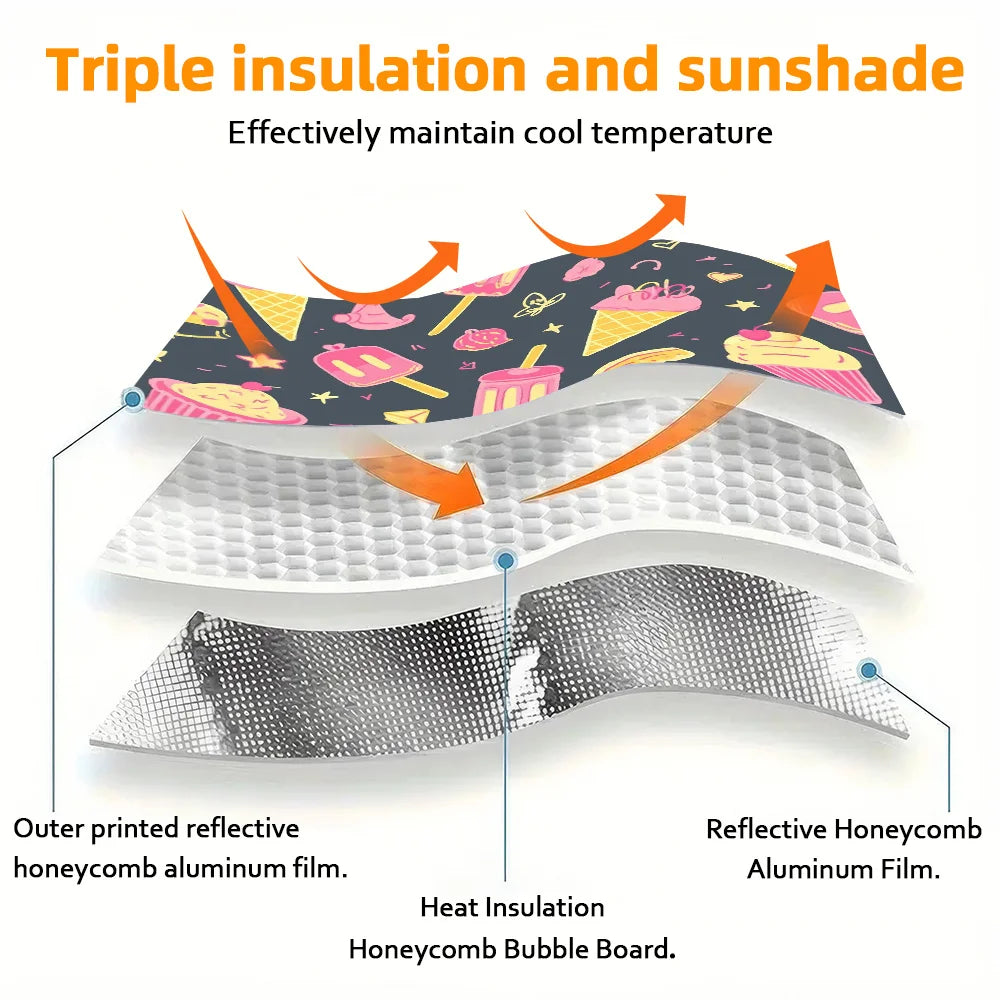 Pink Dessert Pattern Car Sunshade – UV & Heat Protection Car Sunshade HIP