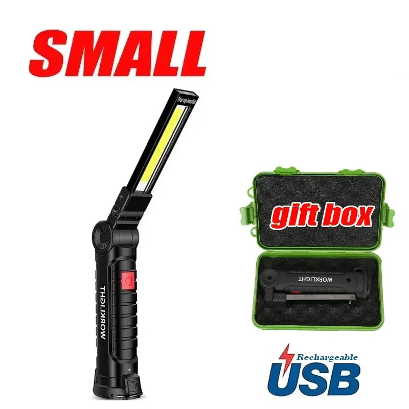 COB LED Work Light – USB Rechargeable Magnetic Flashlight LED Work Light HIP W51 small With box