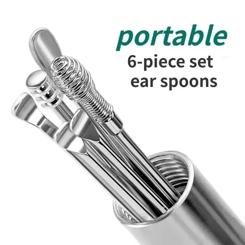 6-Piece Stainless Steel Ear Wax Cleaner Kit with Case Ear Cleaning Kit HIP