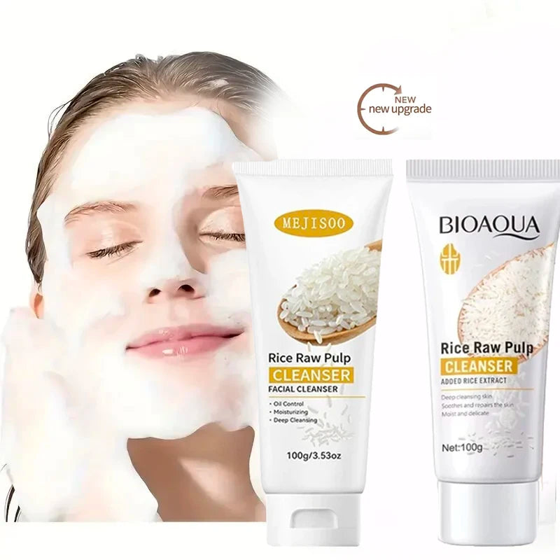 Rice Raw Pulp Brightening Facial Cleanser – Moisturizing Foam Facial Cleanser HIP