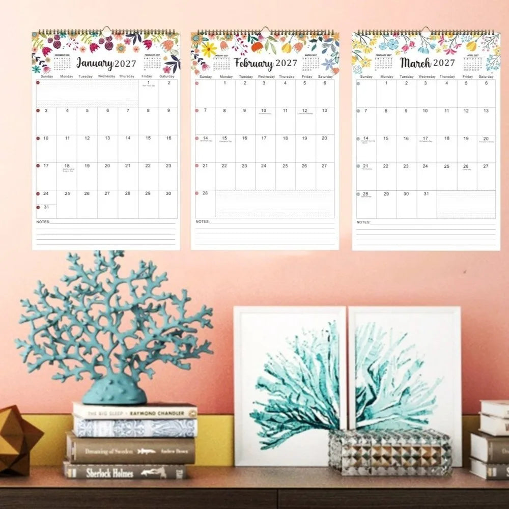 18-Month Wall Calendar 2026–2027 | Holidays Marked, Hook Hang Wall Calendar HIP
