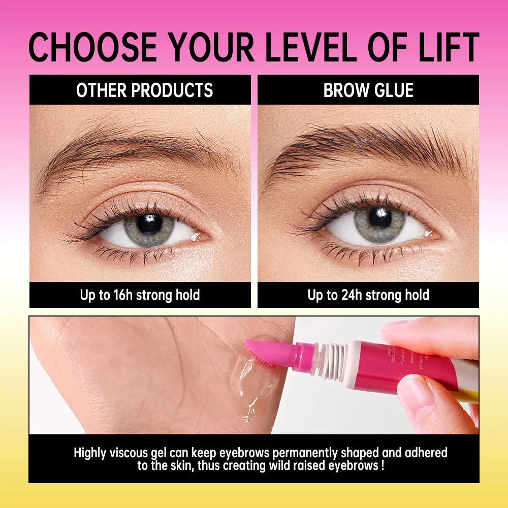 Waterproof Clear Eyebrow Setting Gel and Brush 2 in 1Long-Lasting Waterproof & Sweatproof Brow Coat Non-Fading Brow Lamination HIP