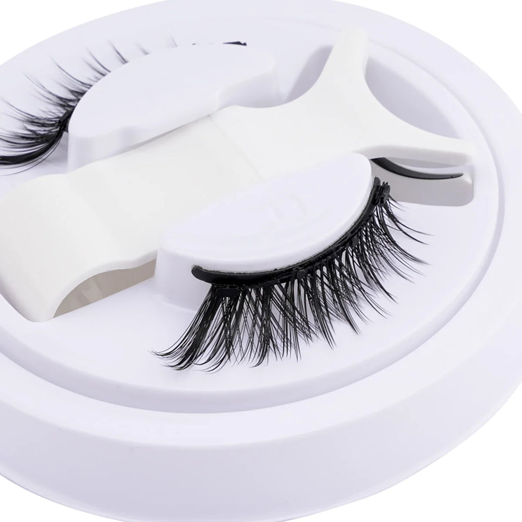 Hot Magnetic Eyelashes Set 1 Pair Reusable No Glue Needed False Eyelashes with Magnetic Tweezers Curly Faux Lashes Makeup Tool HIP