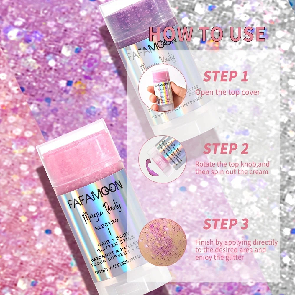Holographic Body Glitter Stick – Face, Hair & Eye Shimmer Body Glitter Stick HIP