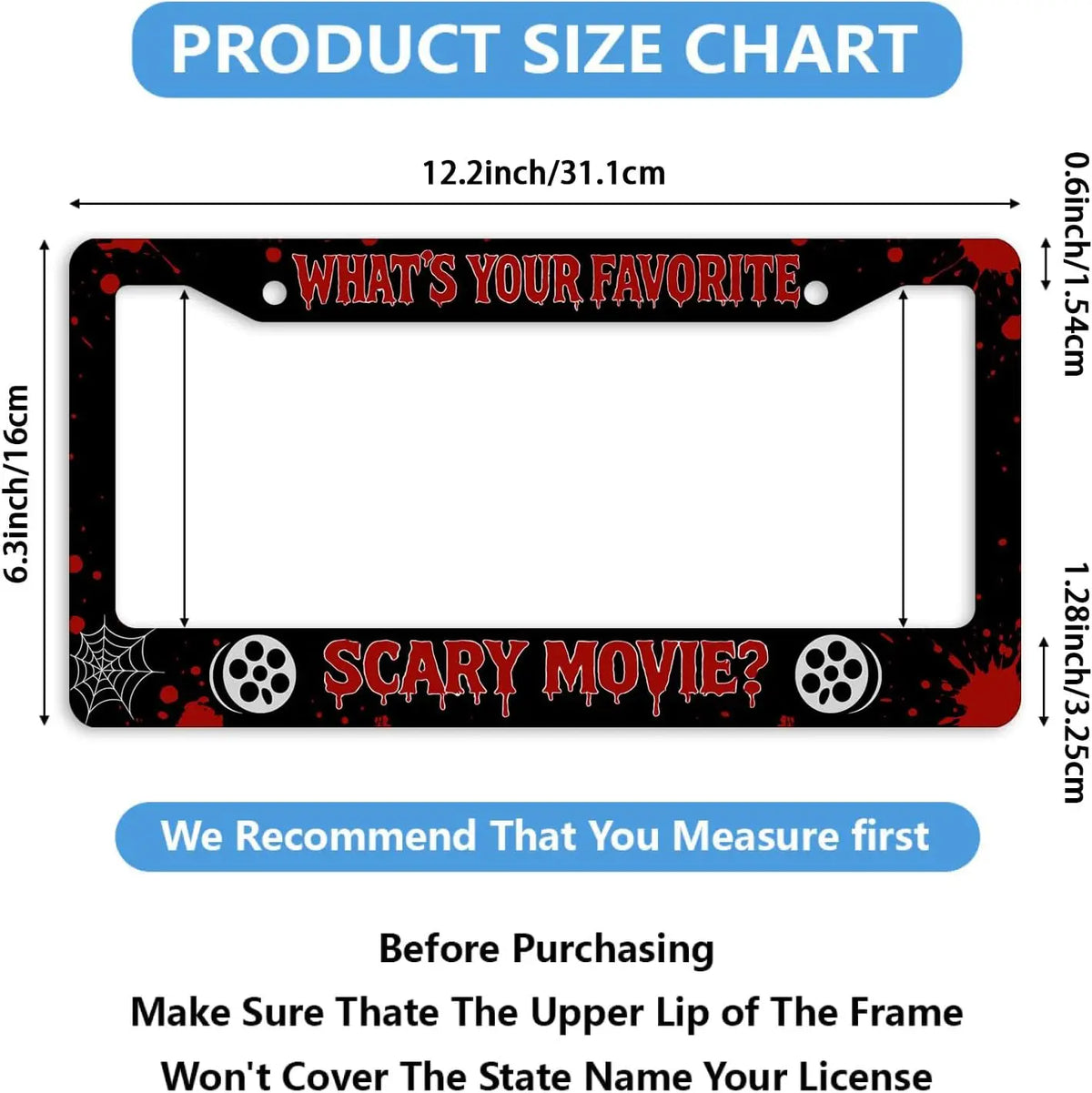 Halloween Horror License Plate Frame – Blood Red & Black License Plate Frame HIP