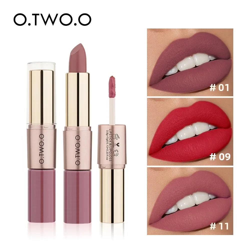 O.TWO.O 2-in-1 Matte Lipstick & Lip Gloss – 12 Colors Matte Lip Duo HIP