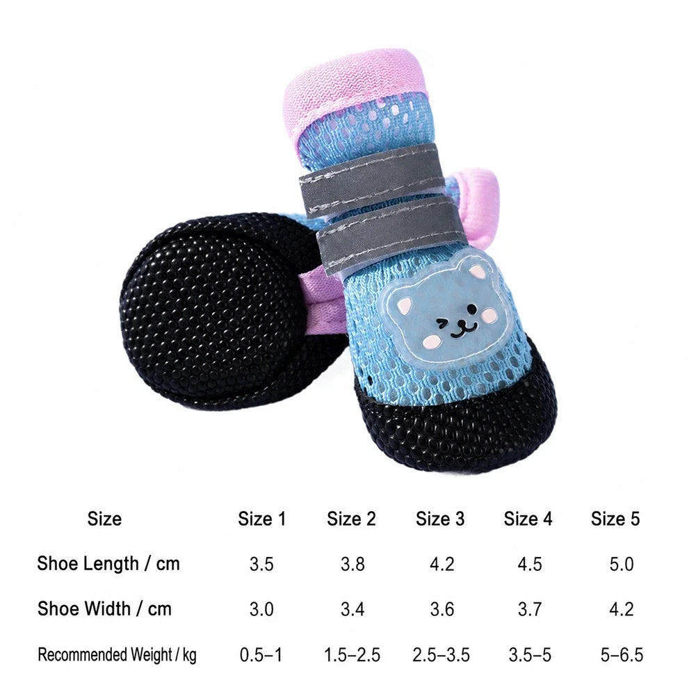Cute Mesh Dog Sandals with Anti Slip Elasticity, Small Dog Boots with Soft Sole and Adjustable Paw Protection Shoe Cover HIP