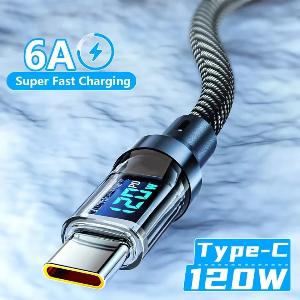 120W USB-C Fast Charging Cable with Digital Display | HIP USB-C Charging Cable HIP