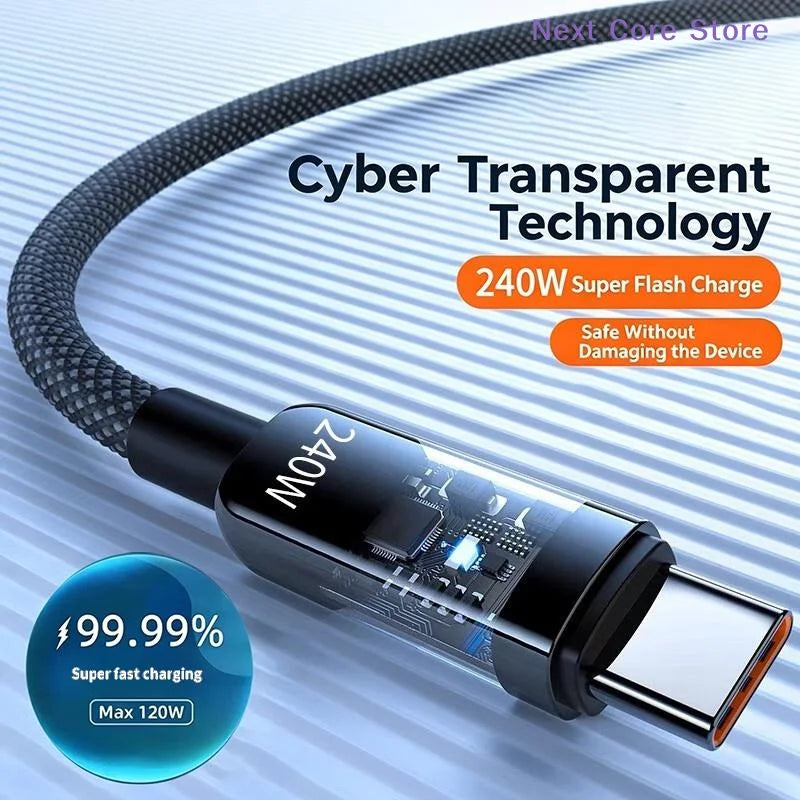 240W USB-C Fast Charging Cable 1M & 2M | 6A Type-C USB-C Charging Cable HIP