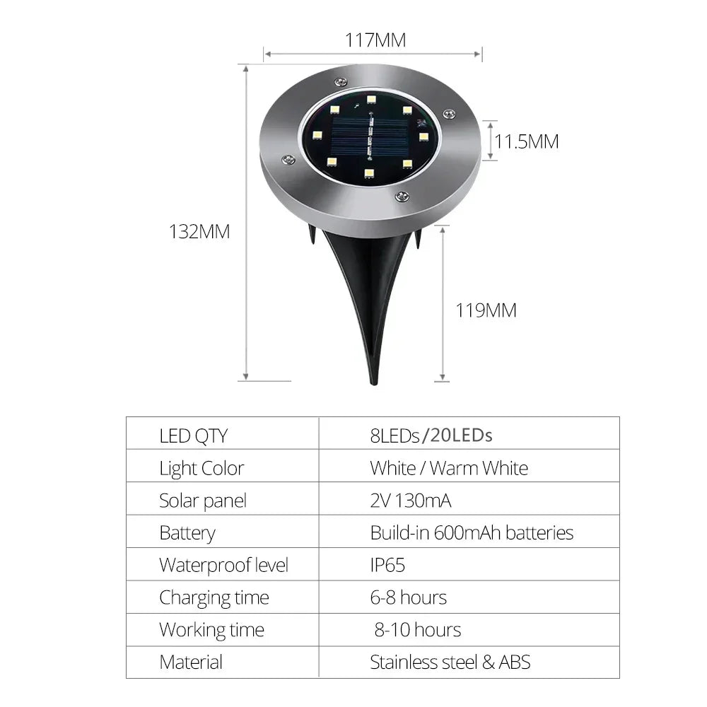 8-Pack Solar LED Ground Spotlights – IP65 Waterproof Garden Lights Solar Garden Spotlight HIP