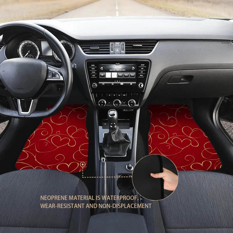 Non-Slip Car Floor Mats Set of 4 – Golden Hearts Design Car Floor Mats HIP