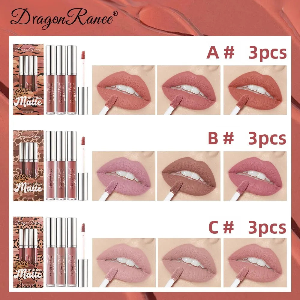 Dragon Ranee 3-Pack Matte Liquid Lipstick Set – Long-Lasting Matte Liquid Lipstick HIP