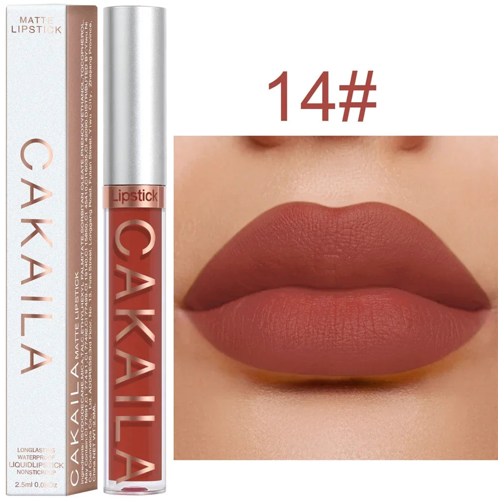 Matte Velvet Lip Glaze Waterproof Long Lasting Not EasyTo Fade Lip Gloss Silky Smooth Lipstick Makeup Sexy Women Lip Balm Gift HIP 14