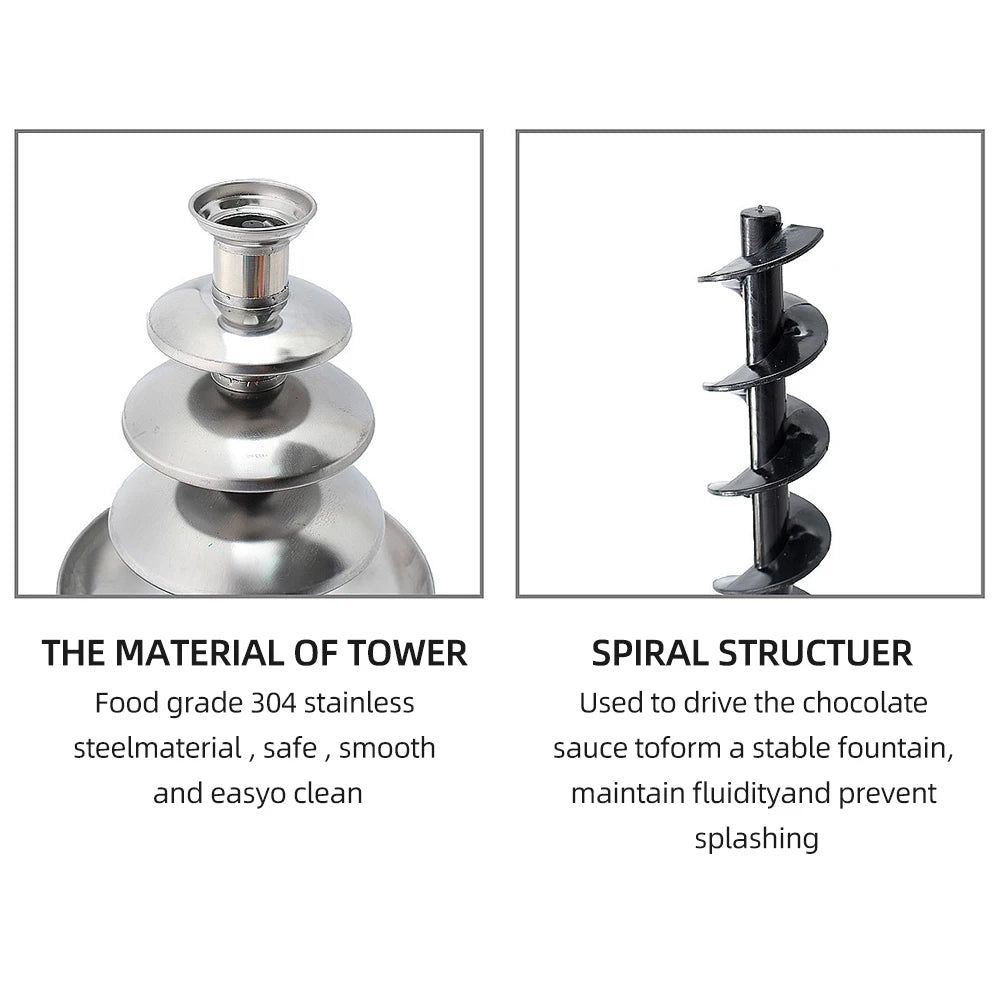Chocolate Fountain 4 Tiers Electric Melting Machine Fondue Pot Set for Chocolate Candy Ranch Nacho Cheese EU 220V Fountain HIP