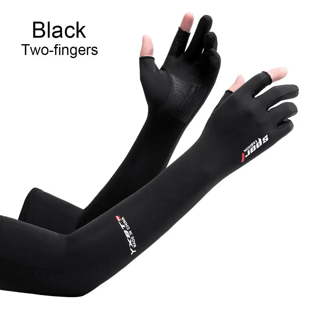 Ice Silk Arm Sleeves – UV Sun Protection for Outdoor Sport UV Arm Sleeves HIP Black Two-fingers