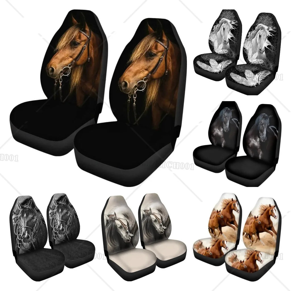 Horse Print Car Seat Covers – 2-Piece Universal Front Set Car Seat Covers HIP