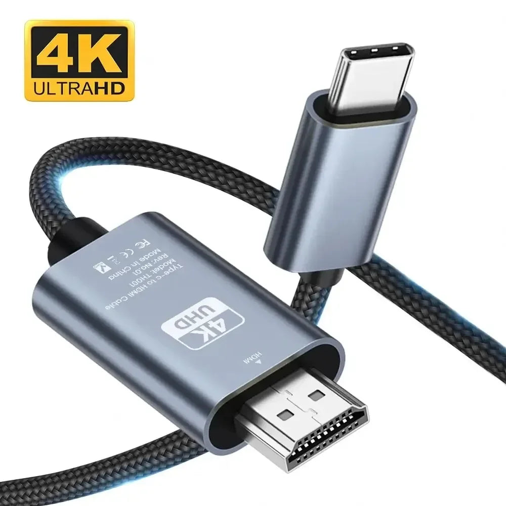 4K 60Hz USB-C to HDMI Cable – Thunderbolt 3/4 | OLPAY USB-C HDMI Cable HIP Grey 2m